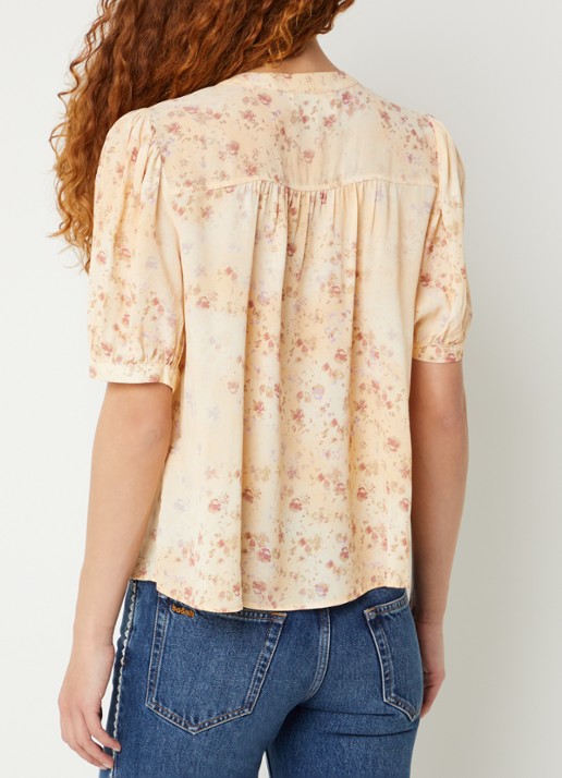 ba&sh Novella blouse met bloemenprint  - achterkant vanillegeel