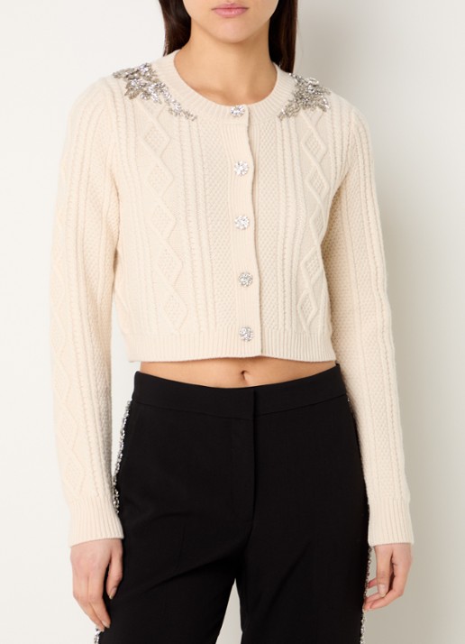 ba&sh Oillo grofgebreid cropped vest van wol met strass