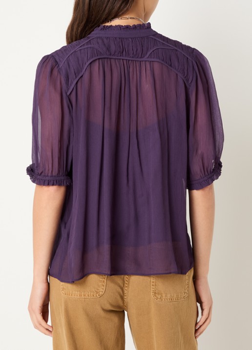 ba&sh Olie blouse met ballonmouw - achterkant paars