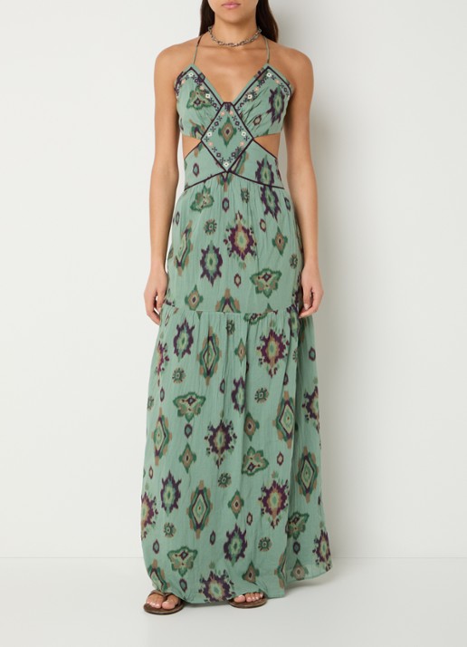ba&sh Omelia maxi halterjurk met grafische print