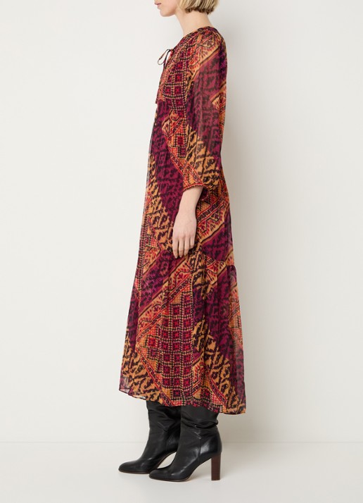 ba&sh Oria midi tuniekjurk met grafische print - voorkant 2 rood