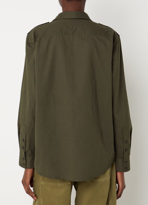ba&sh Palani blouse met borstzakken - achterkant bronsgroen