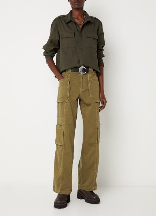 ba&sh Palani blouse met borstzakken - voorkant 3 bronsgroen