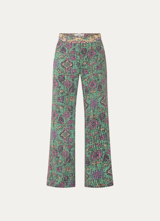 ba&sh Pali high waist loose fit pantalon met grafische print - voorkant 2 groen
