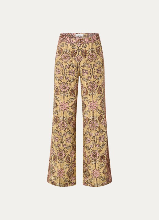 ba&sh Pali high waist loose fit pantalon met grafische print - voorkant 3 geel