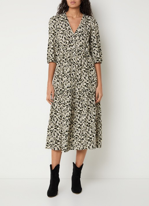 ba&sh Palma midi blousejurk met panterprint