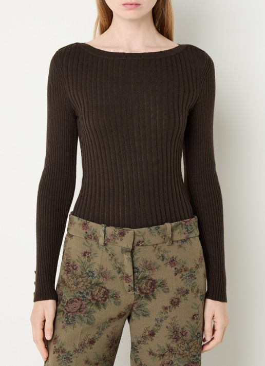 ba&sh Palma ribgebreide pullover in wolblend met boothals