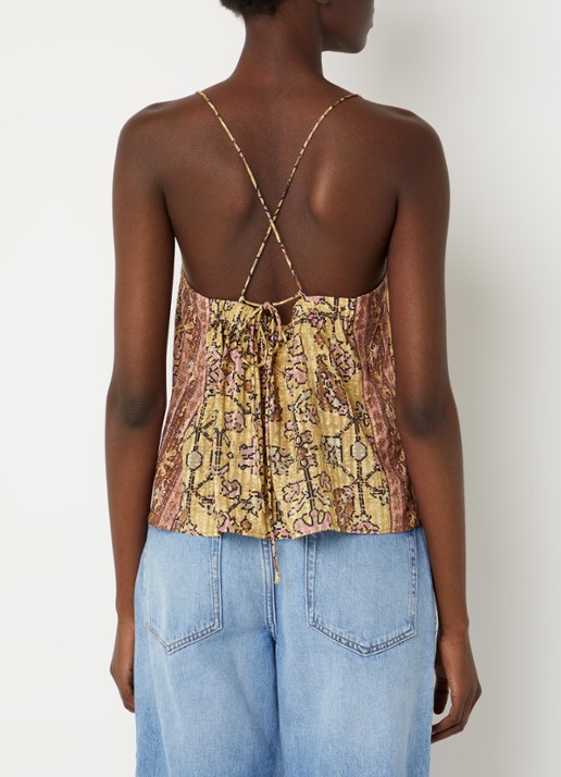 ba&sh Pamela top met print - detail 3 geel