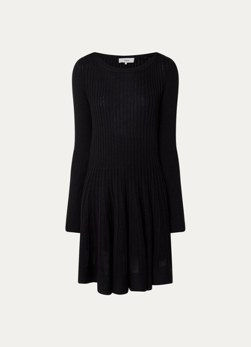 ba&sh Paola mini jurk met opengewerkt dessin - voorkant 2 zwart