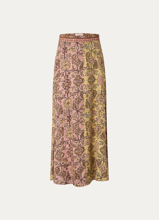 ba&sh Pario high waist maxi rok met print - voorkant 3 geel