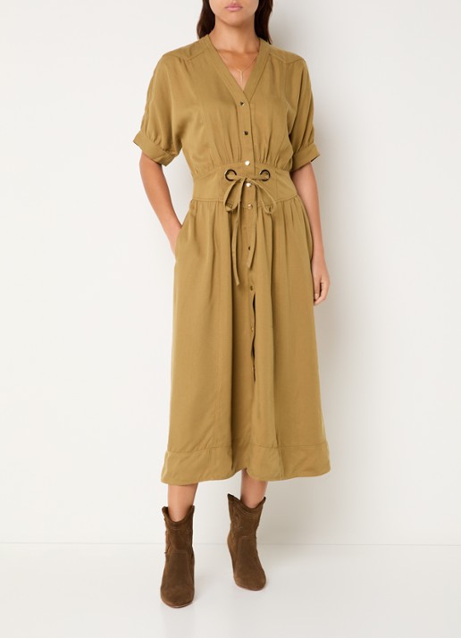 ba&sh Parisa maxi jurk met steekzakken - detail camel