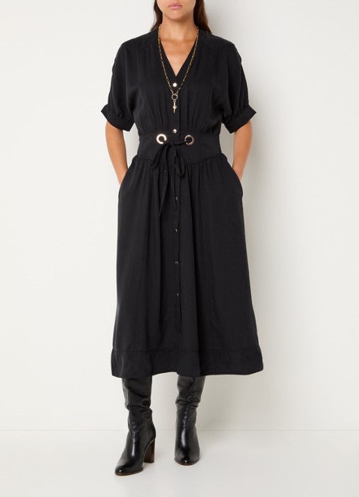 ba&sh Parisa maxi jurk met steekzakken - detail 4 zwart