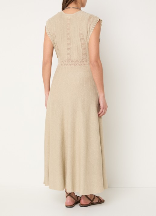 ba&sh Pasqualina maxi jurk met metallic finish - achterkant 2 beige