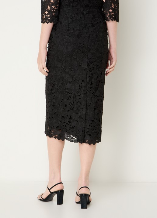 ba&sh Payton midi rok met bloemborduring - achterkant zwart