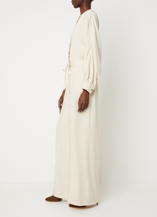 ba&sh Pere loose fit jumpsuit met ceintuur - voorkant 4 beige