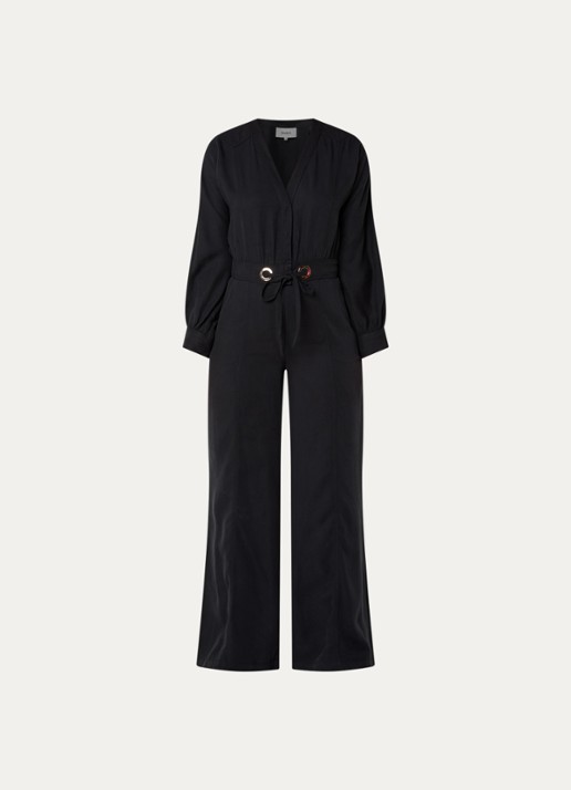 ba&sh Pere loose fit jumpsuit met ceintuur - voorkant 3 antraciet