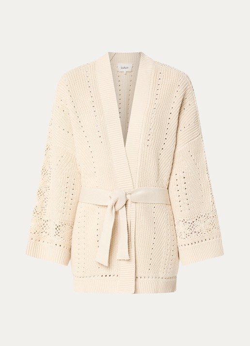 ba&sh Perine grofgebreid vest met opengewerkt detail - voorkant 3 gebroken wit