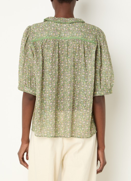 ba&sh Physalys blouse met bloemenprint - achterkant groen
