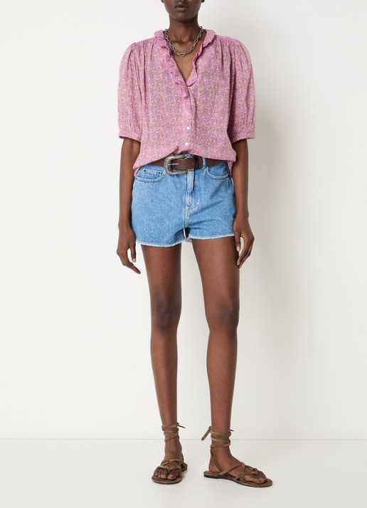 ba&sh Physalys blouse met bloemenprint - voorkant 3 roze