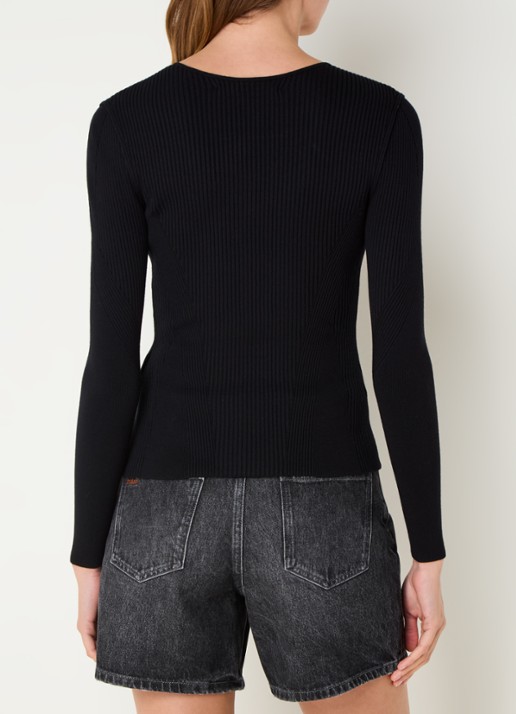 ba&sh Pietra ribgebreide trui met cut-out detail - achterkant zwart