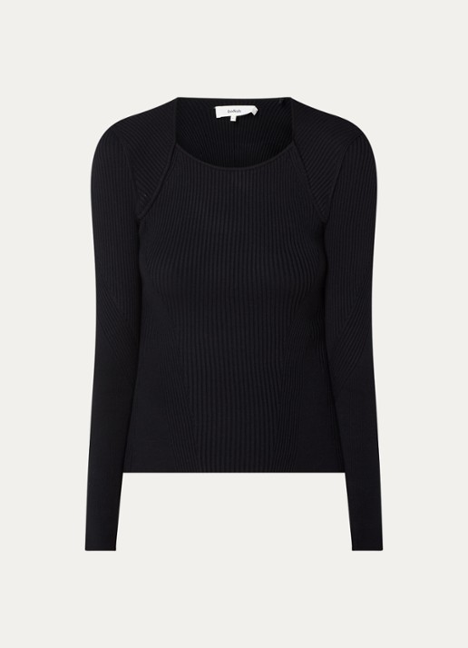 ba&sh Pietra ribgebreide trui met cut-out detail - voorkant 2 zwart