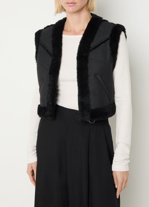 ba&sh Pilar gilet van imitatiesuède met details van teddy