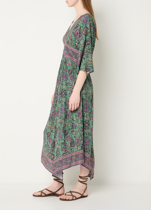 ba&sh Pipa midi jurk met cut-out detail en print - voorkant 2 groen