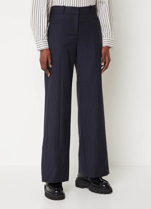 ba&sh Pistachio high waist wide fit pantalon in wolblend met krijtstreep