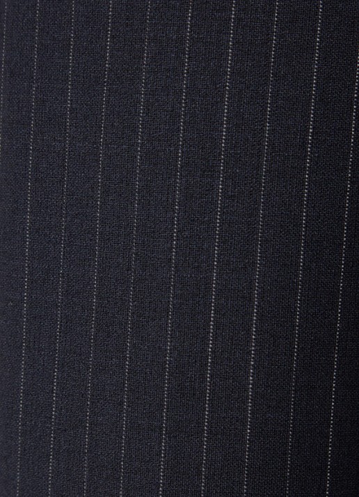 ba&sh Pistachio high waist wide fit pantalon in wolblend met krijtstreep - detail 5 donkerblauw