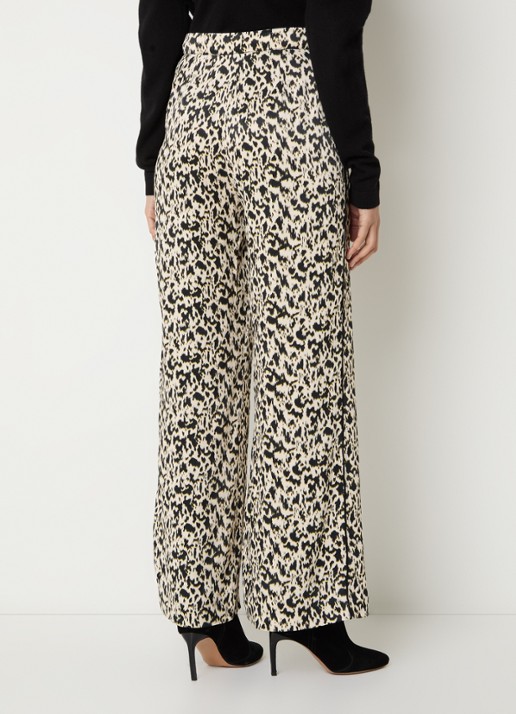 ba&sh Plyde high waist loose fit pantalon met panterprint - achterkant gebroken wit