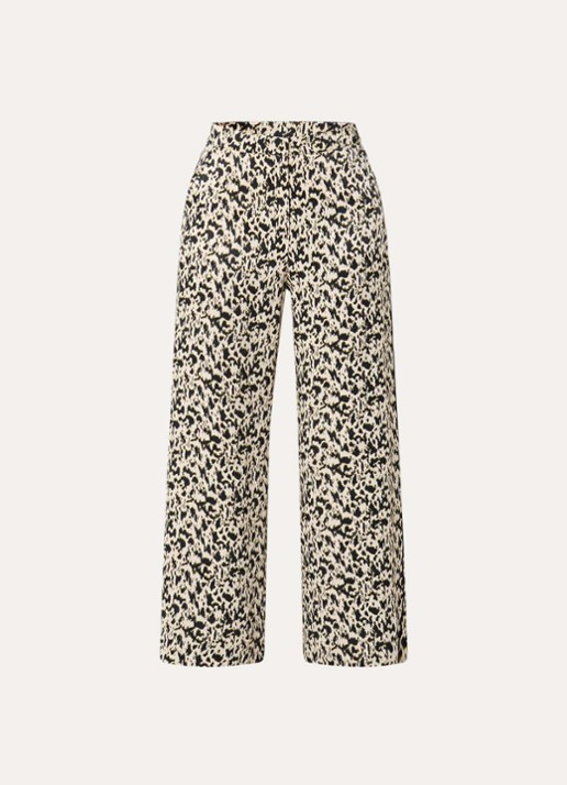 ba&sh Plyde high waist loose fit pantalon met panterprint - voorkant 3 gebroken wit