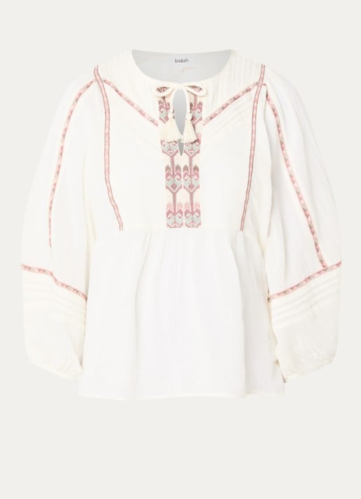 ba&sh Poeme tuniek met print - voorkant gebroken wit