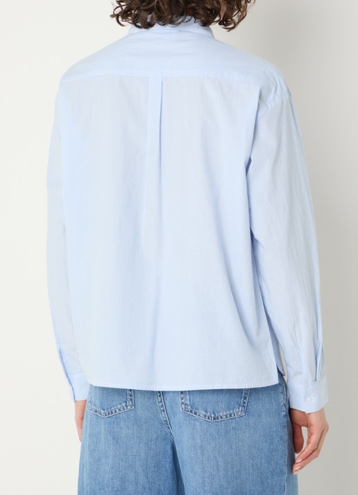 ba&sh Porzia blouse met streepprint - achterkant 3 lichtblauw