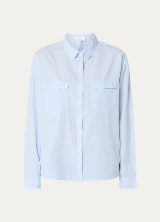 ba&sh Porzia blouse met streepprint - voorkant lichtblauw