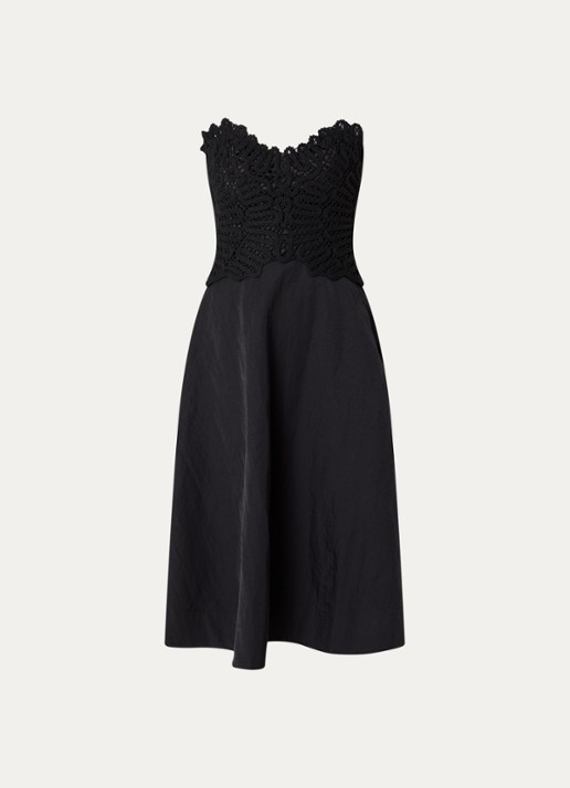 ba&sh Praina midi A-lijn jurk met details van crochet - voorkant 2 zwart