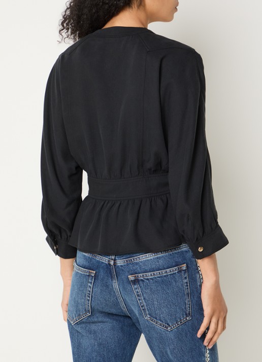ba&sh Precilia blouse met strikceintuur - achterkant 4 zwart