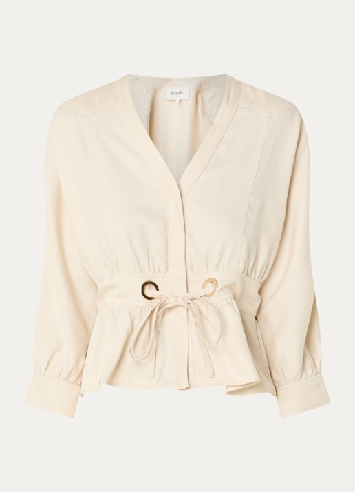 ba&sh Precilia blouse met strikceintuur - voorkant 3 creme