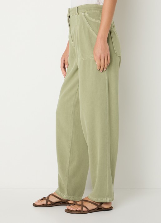 ba&sh Raja mid waist loose fit broek met steekzakken - detail 5 olijfgroen