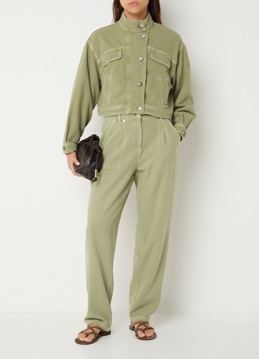 ba&sh Raja mid waist loose fit broek met steekzakken - voorkant 3 olijfgroen