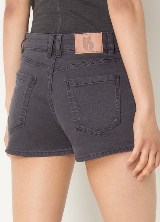 ba&sh Reno mid waist straight leg korte broek met koordsluiting  - achterkant donkergrijs