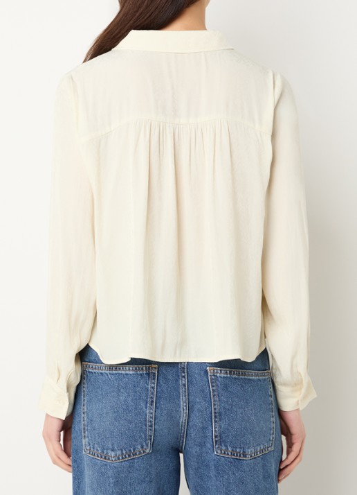 ba&sh Riata blouse met plissé - achterkant 3 creme
