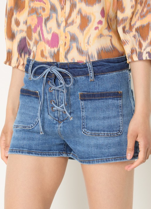 ba&sh Rio low waist straight fit korte broek van denim met opgestikte zakken