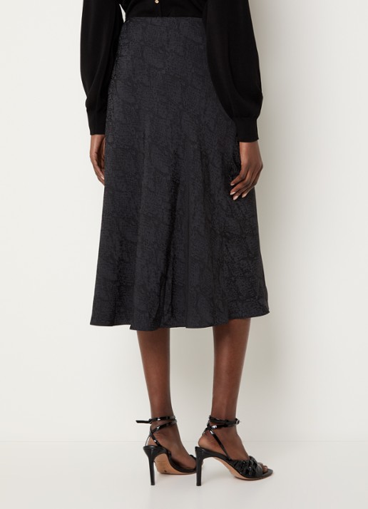 ba&sh Rista midi rok met slangenprint - achterkant zwart