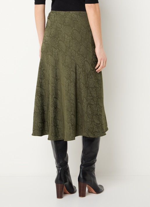 ba&sh Rista midi rok met slangenprint - achterkant legergroen