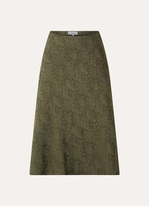 ba&sh Rista midi rok met slangenprint - voorkant 2 legergroen