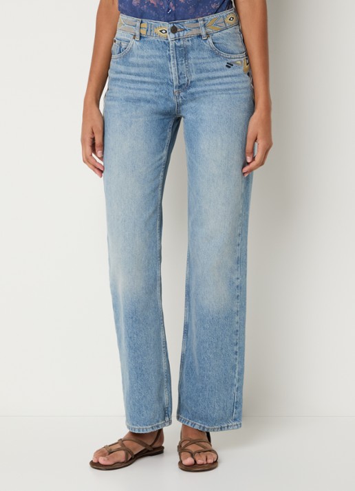 ba&sh Rizie high waist straight leg jeans met lichte wassing en borduring