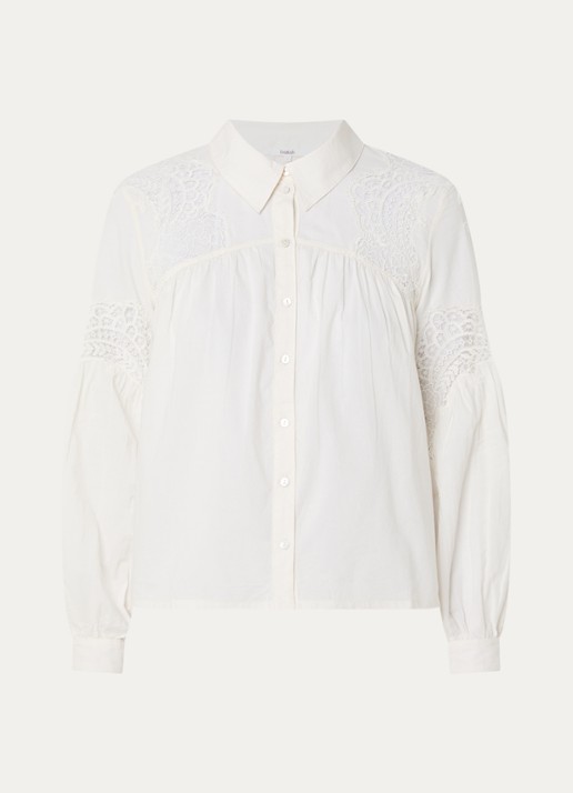 ba&sh Roseanne blouse met broderie - voorkant 2 gebroken wit