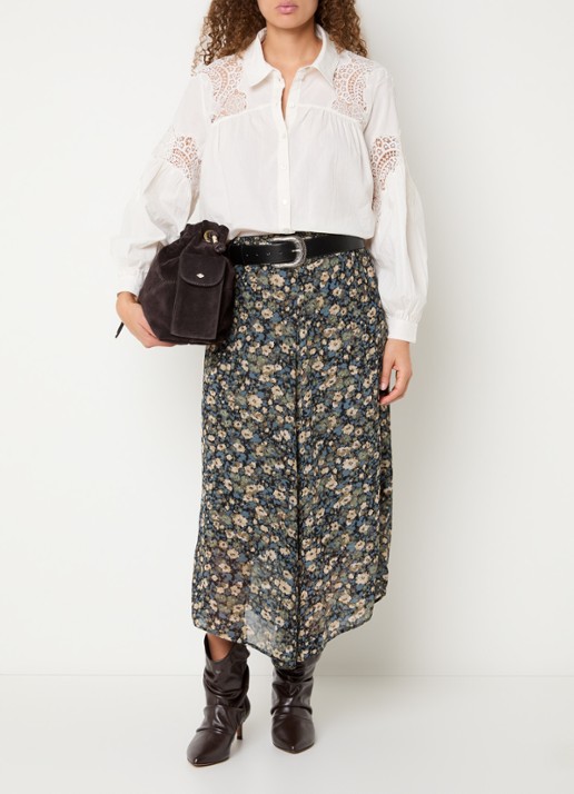 ba&sh Roseanne blouse met broderie - voorkant 3 gebroken wit