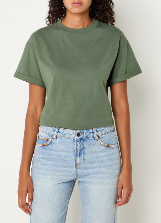 ba&sh Rosie T-shirt met ronde hals - detail 2 legergroen