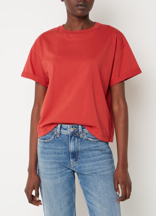 ba&sh Rosie T-shirt met stretch - detail 4 steenrood